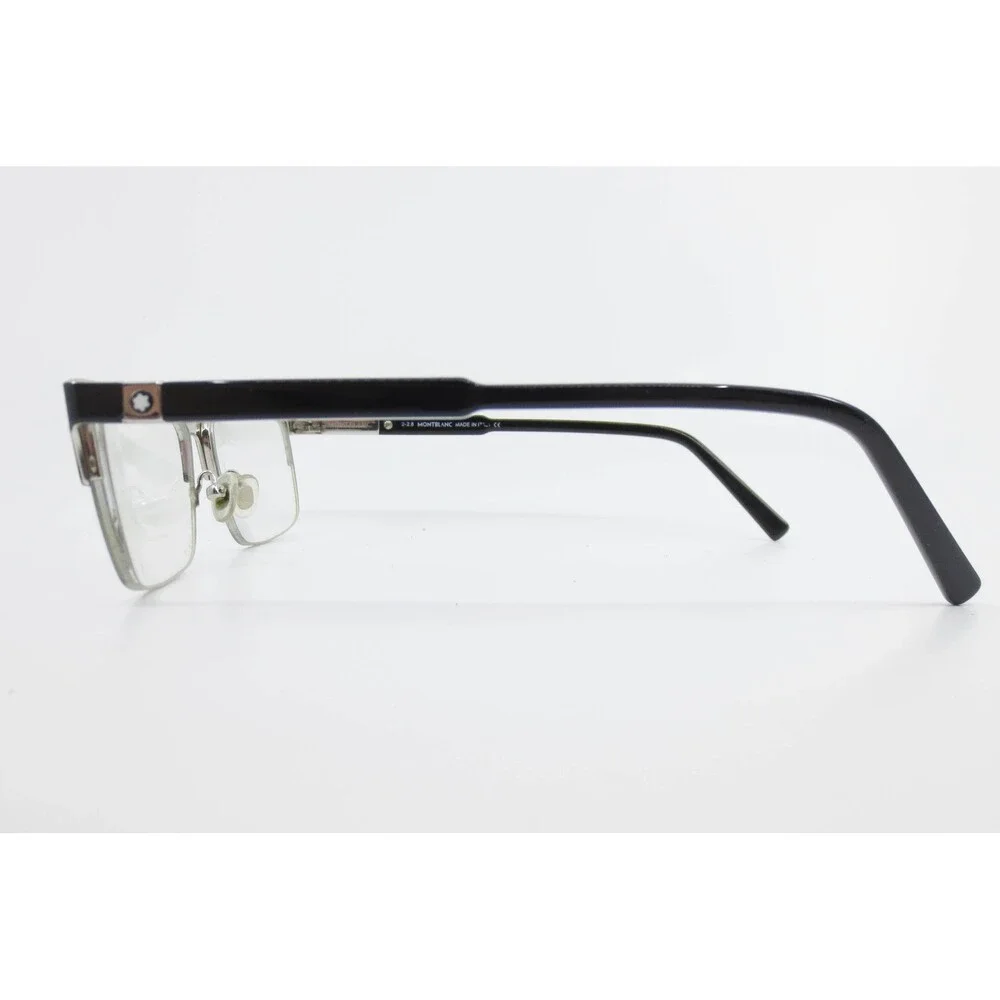 Montblanc MB 636-3 001 Black Silver Semi Rimless Eyeglass Frames Italy 56-17-145